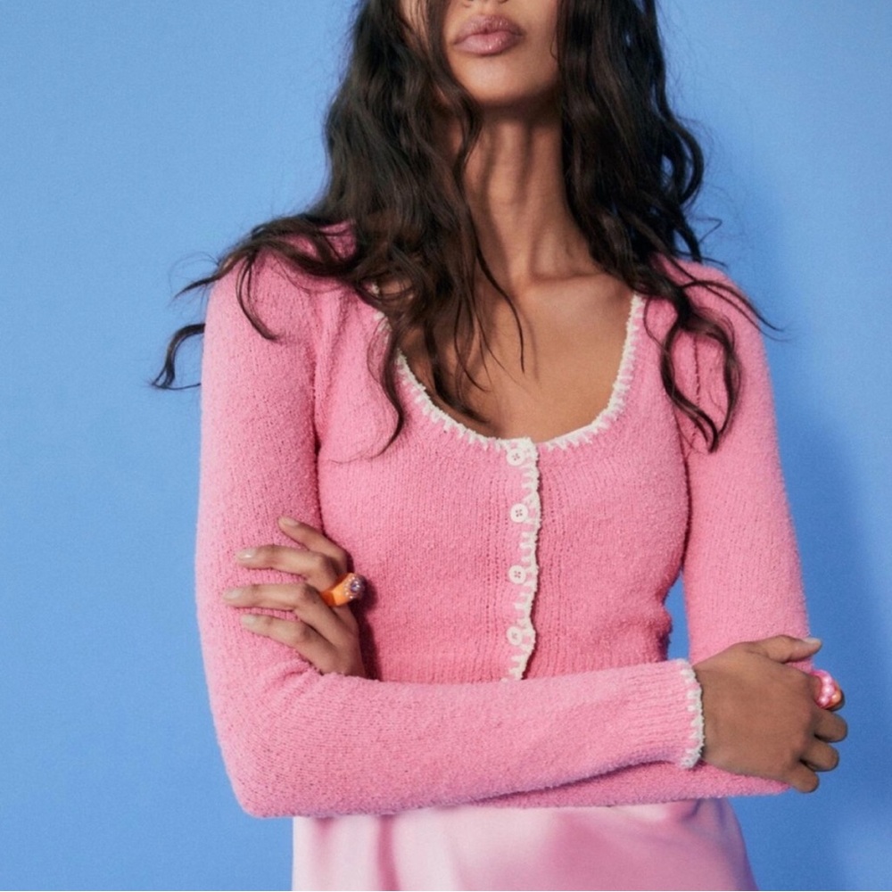 Zara Pink Cropped Cardigan